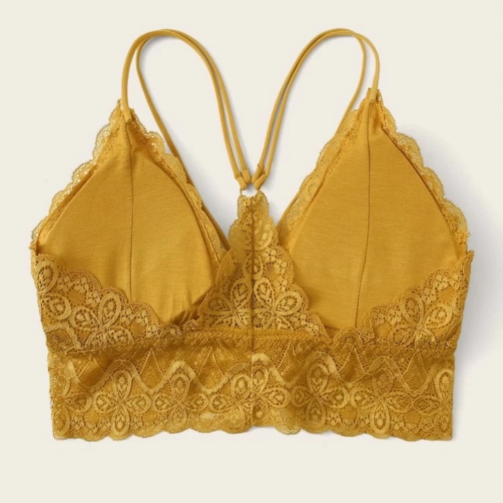 Lace bralette padded mustard yellow - Picture 2 of 2